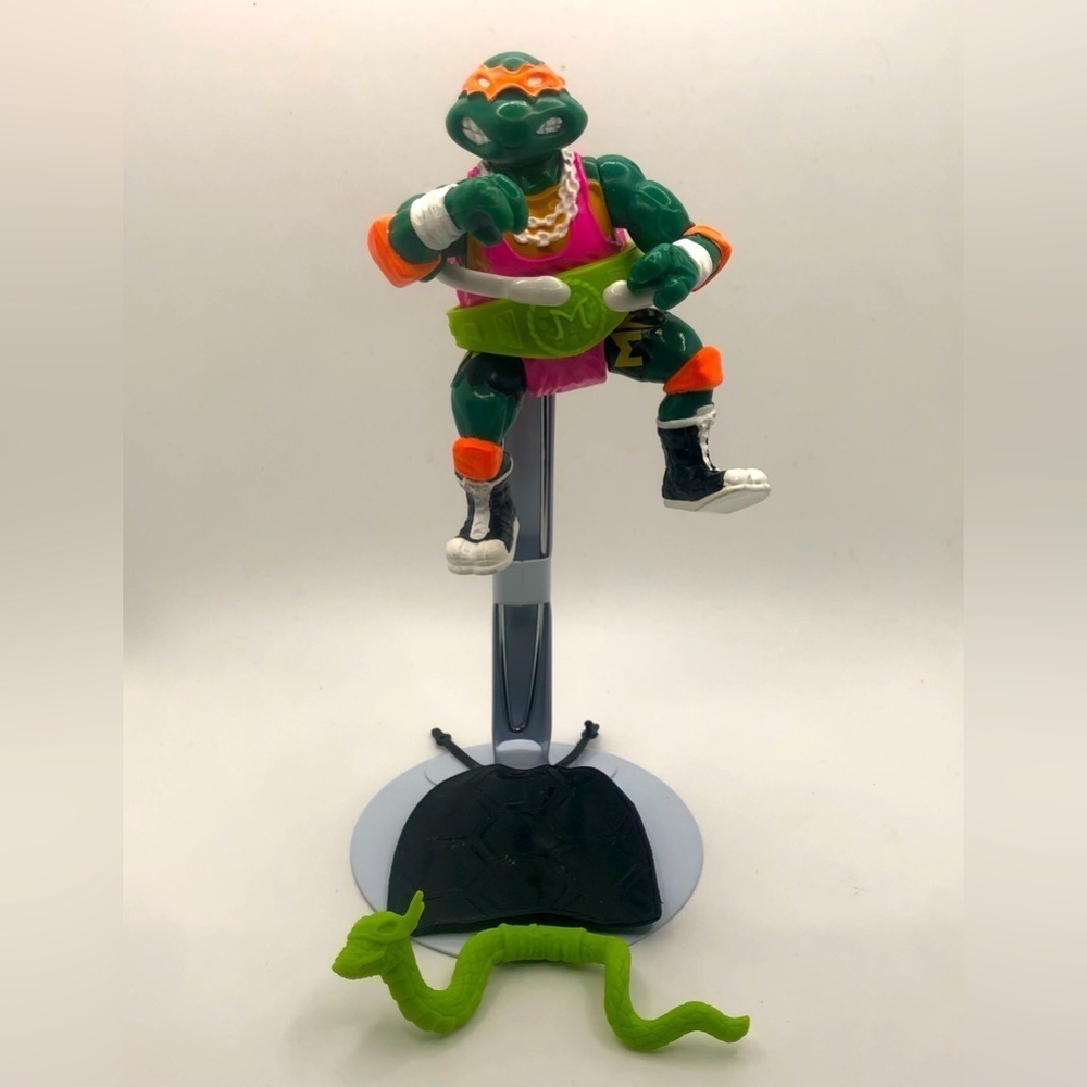 90S TMNT Shell Slammin Mike Action Figure 100% Complete w Original Accessories